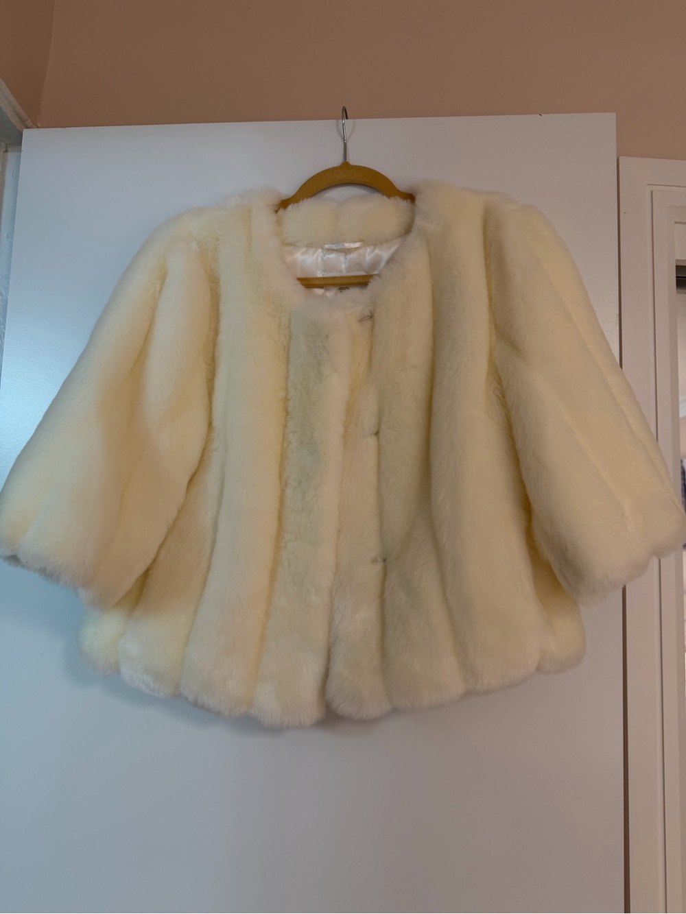 Calvin Klein Cream Faux Fur Cape Jacket for Kids